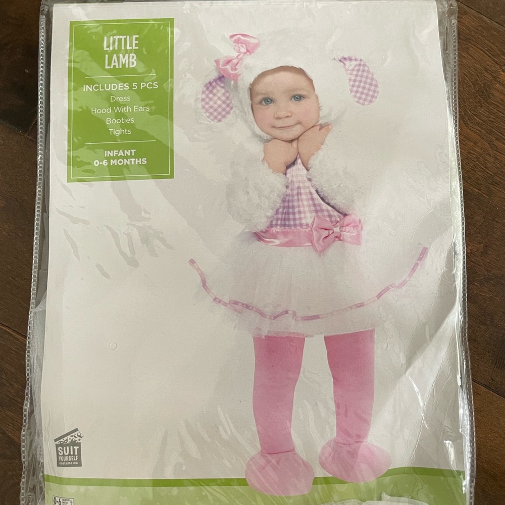 Infant Little Lamb Costume with Pink Accents